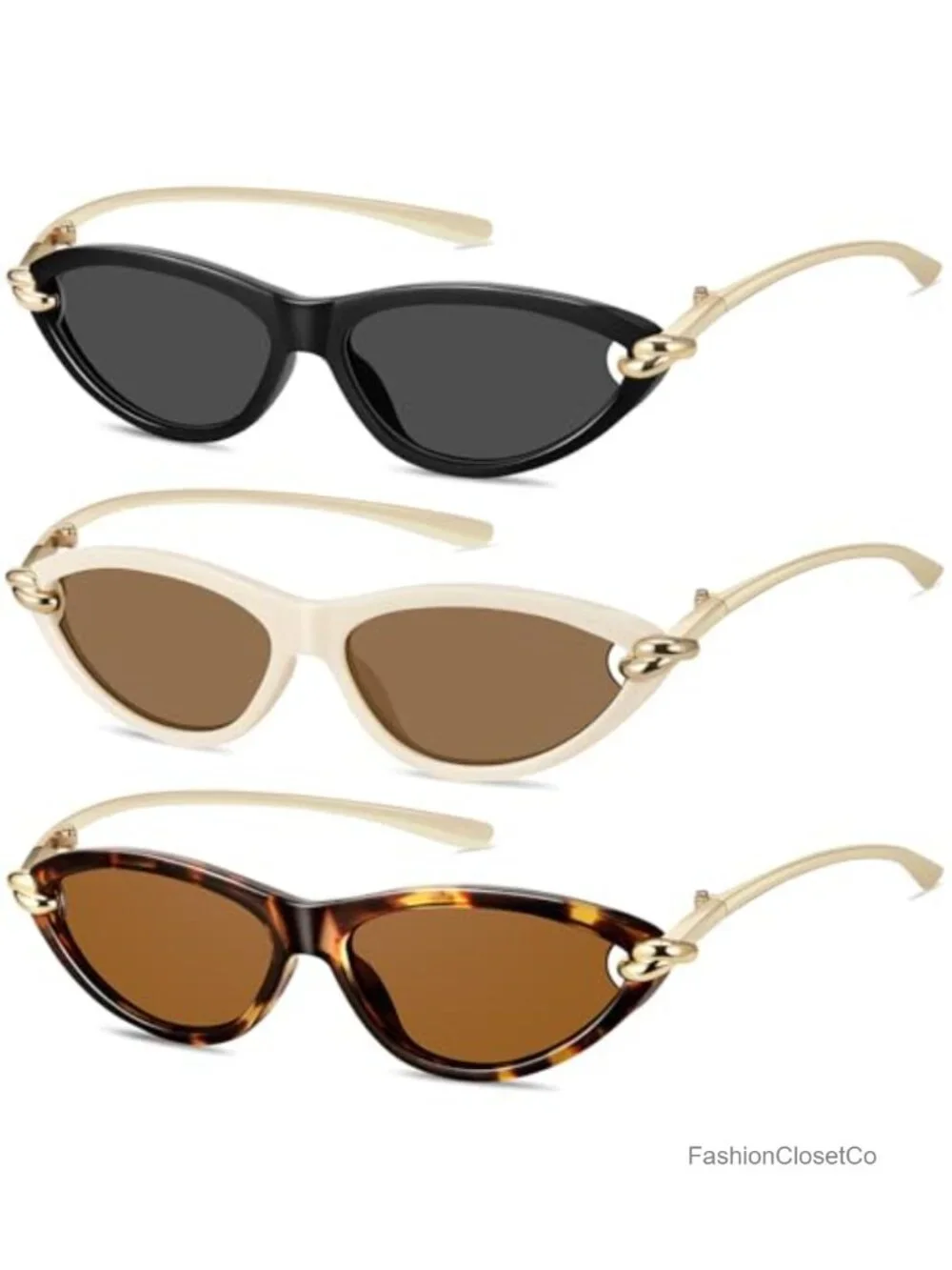 Retro Oval Cat Eye Sunglasses Metal Temples UV400 Protection